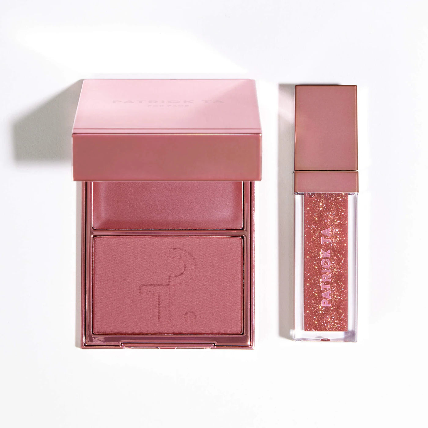Pre Venta: Patrick Ta: Patrick's Glow and Gloss Set: Major Headlines Blush Duo and Plumping Lip Gloss Makeup Gift Set