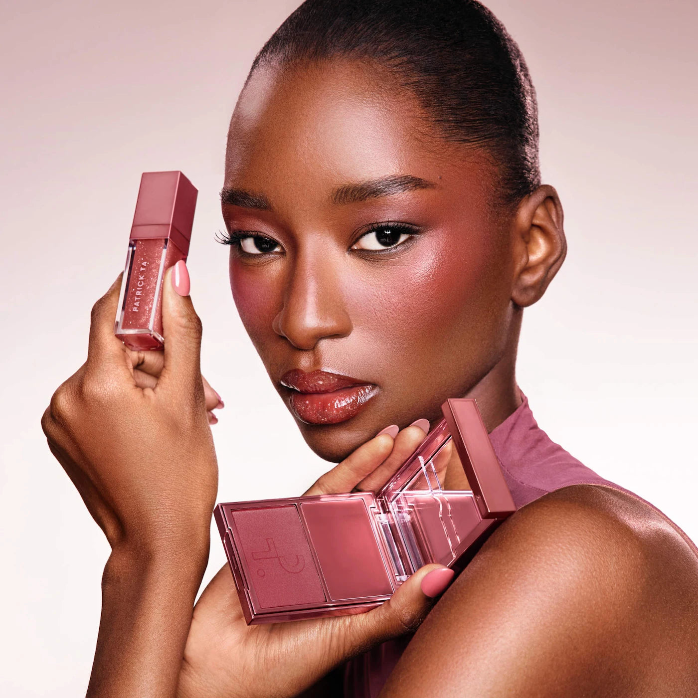Pre Venta: Patrick Ta: Patrick's Glow and Gloss Set: Major Headlines Blush Duo and Plumping Lip Gloss Makeup Gift Set