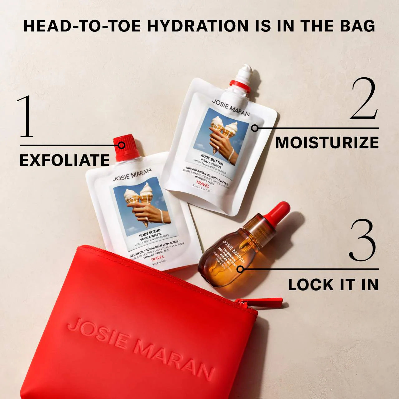 Pre Venta: Josie Maran | The Babies 3-Piece Hydration Travel Trio
