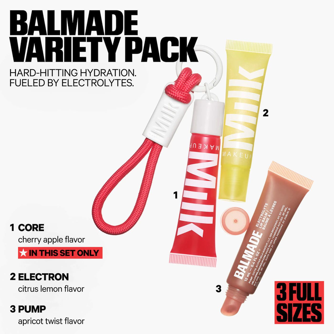 Pre Venta: Milk Makeup | Balmade Variety Pack Hydrating Lip Balm & Keychain Gift Set