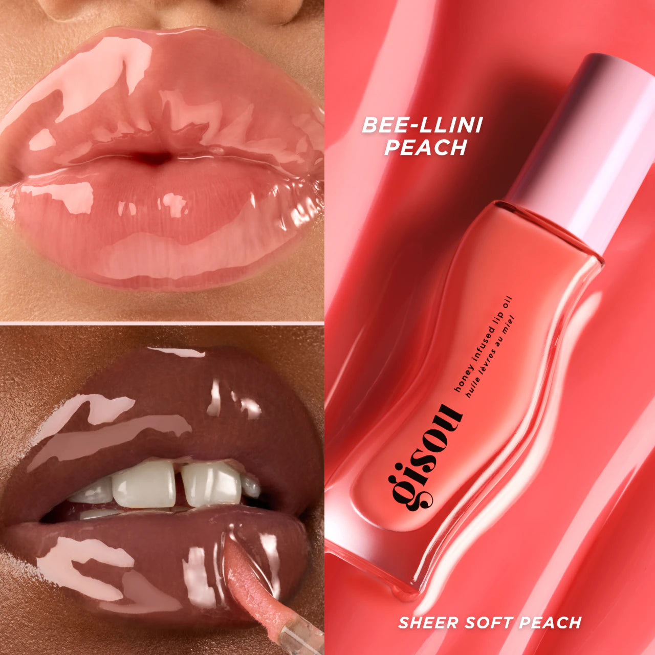 Pre Venta | Gisou | Honey Infused Hydrating Lip Oil | Bee-llini Peach - sheer soft peach