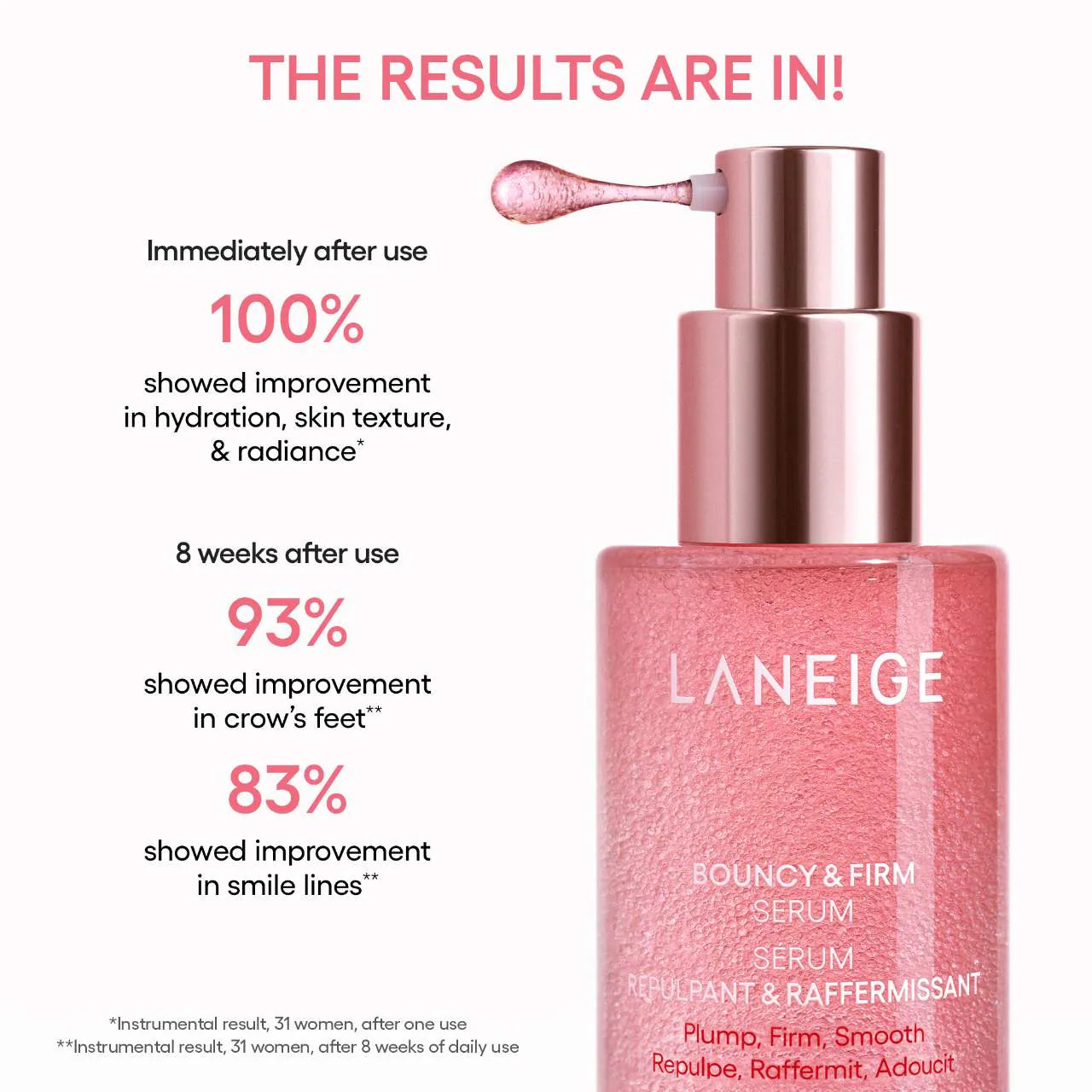 Pre Venta: Laneige | Bouncy & Firm Radiance Boosting Serum with Peony & Collagen Complex
