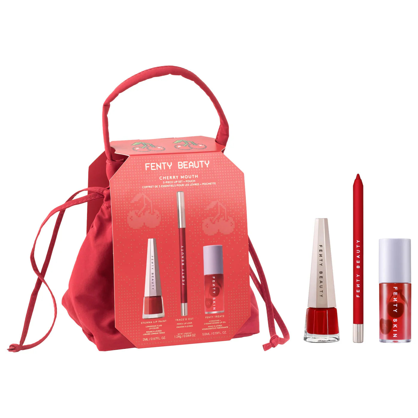 Pre Venta: Fenty Beauty by Rihanna | Cherry Mouth 3-Piece Lip Set + Pouch