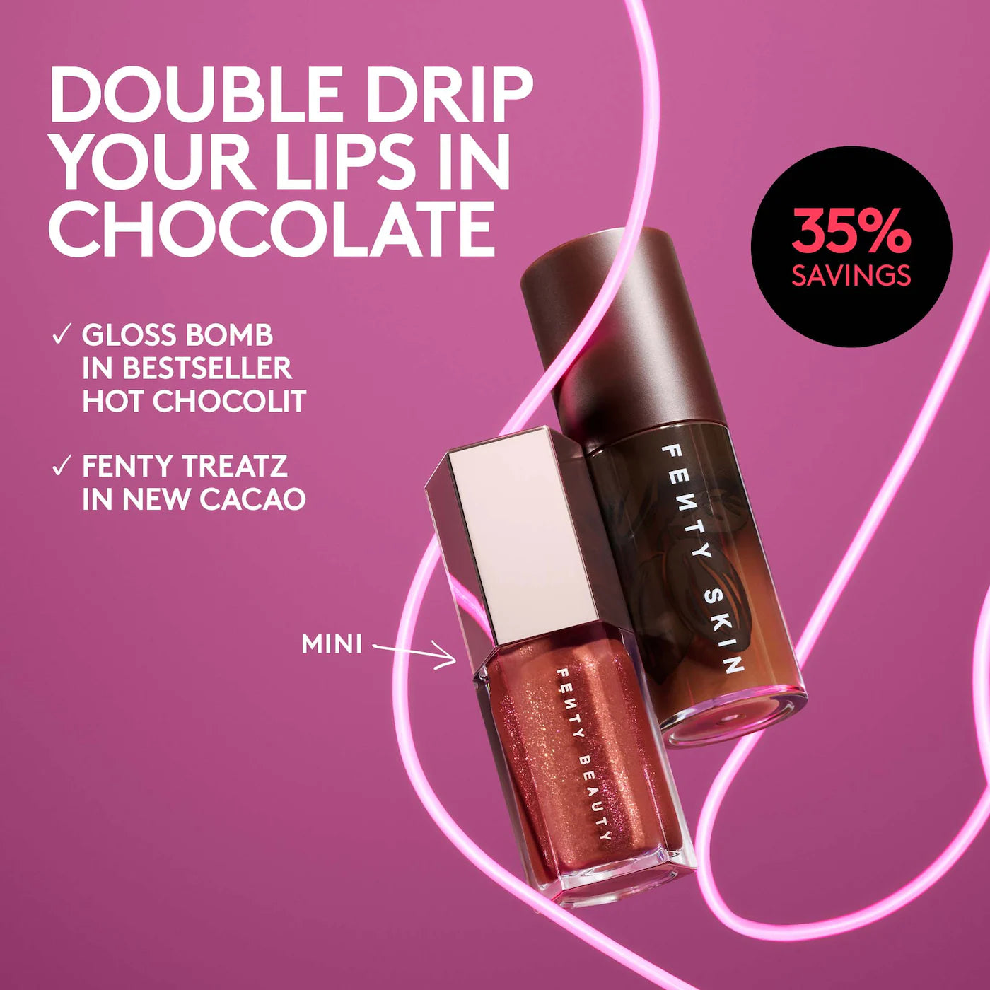 Pre Venta: Fenty Beauty by Rihanna | Chocolit Treatz Lip Luminizer + Lip Oil Duo