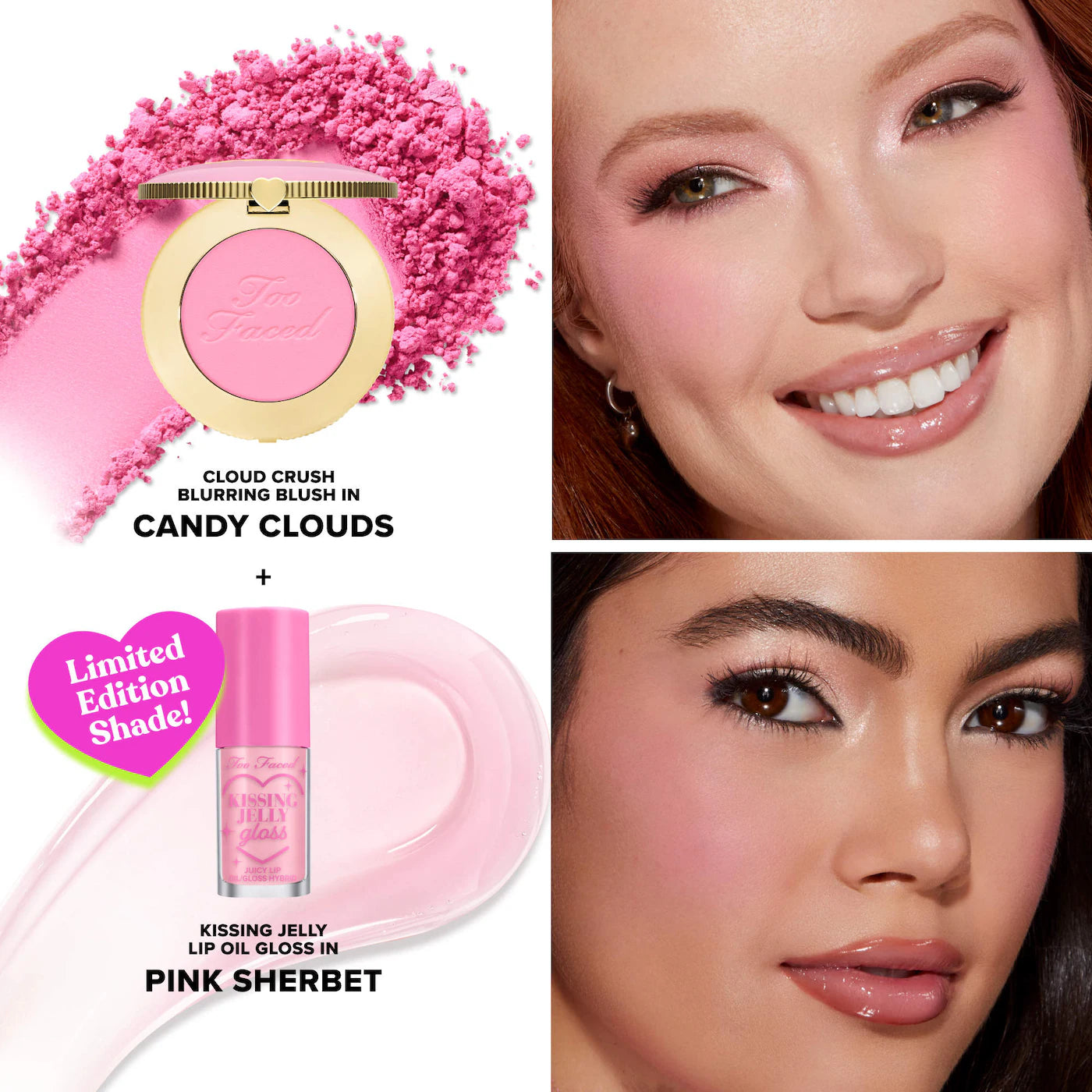 Pre Venta: Too Faced | Dream A Little Dream Makeup Gift Set: Cloud Crush Blush & Kissing Jelly Lip Oil