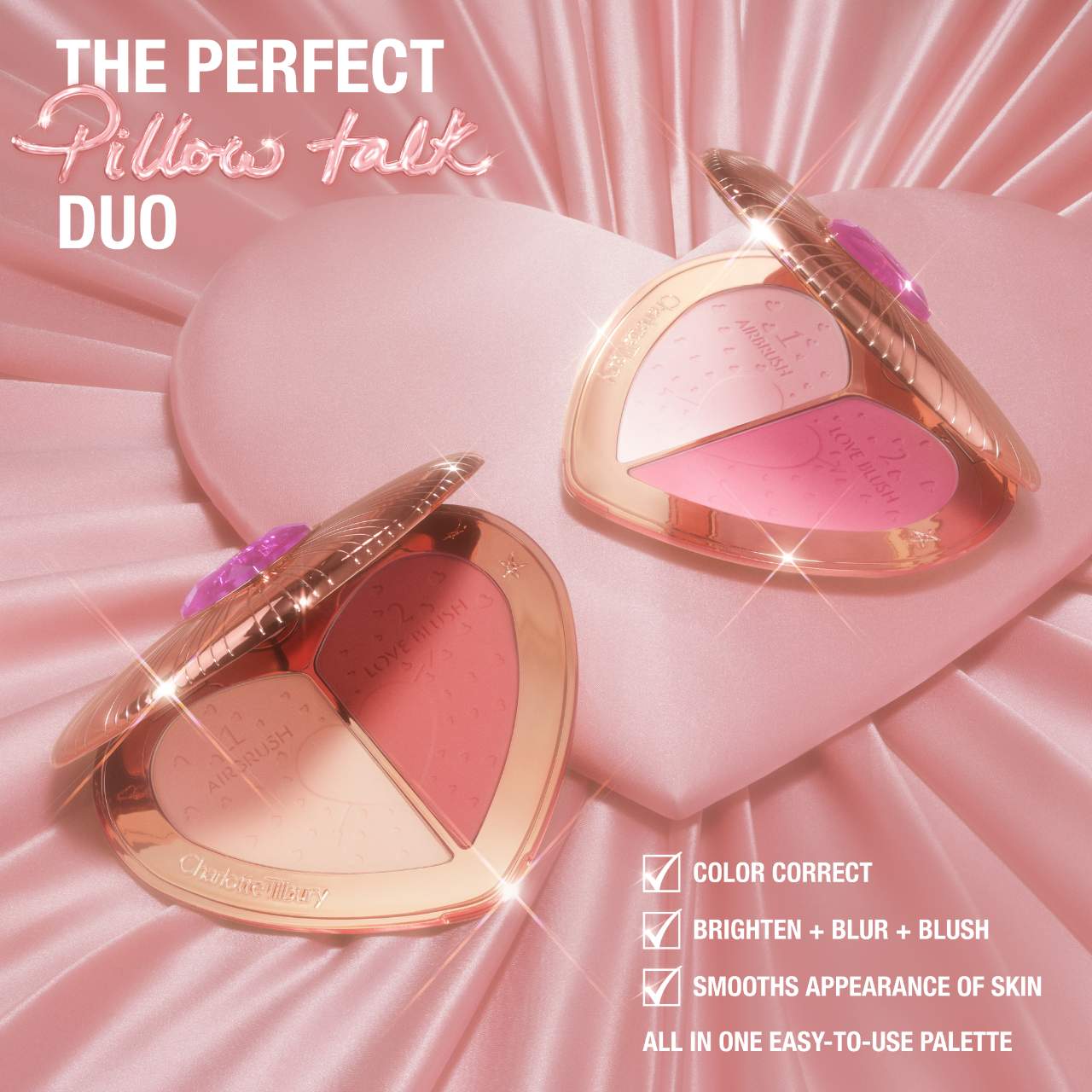 Pre Venta: Charlotte Tilbury | Pillow Talk Beauty Soulmates Airbrush Flawless Finish Brightening and Blush Powder Palette