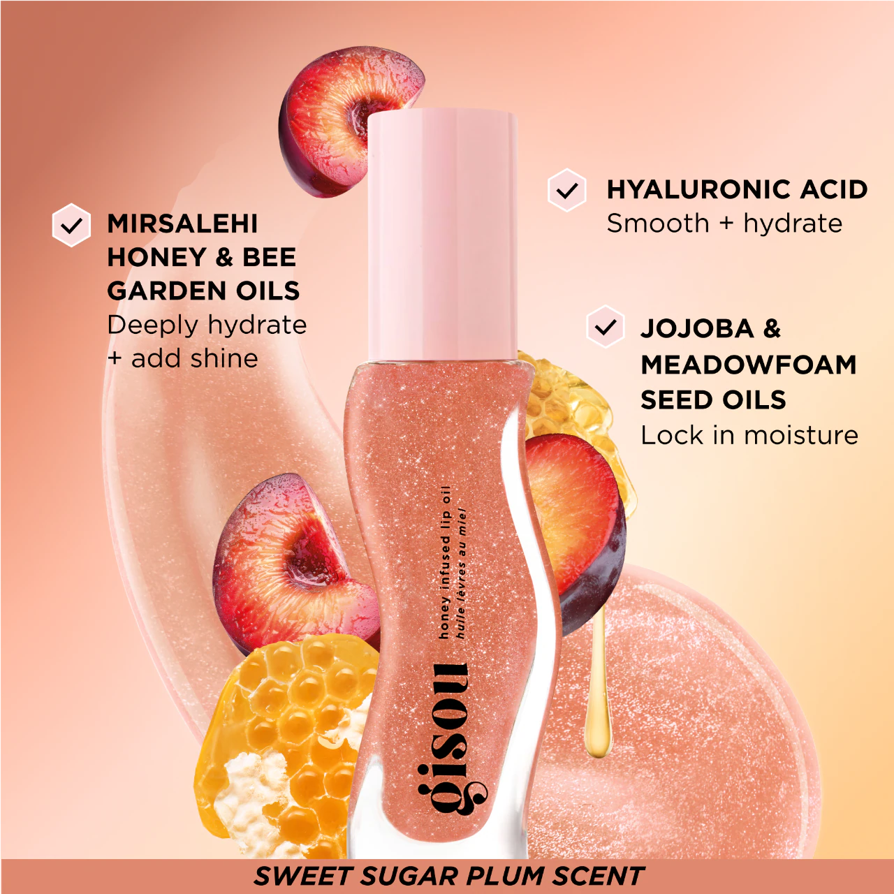 Pre Venta: Gisou | Honey Infused Hydrating Lip Oil | Glazed Plum - sheer nude shimmer