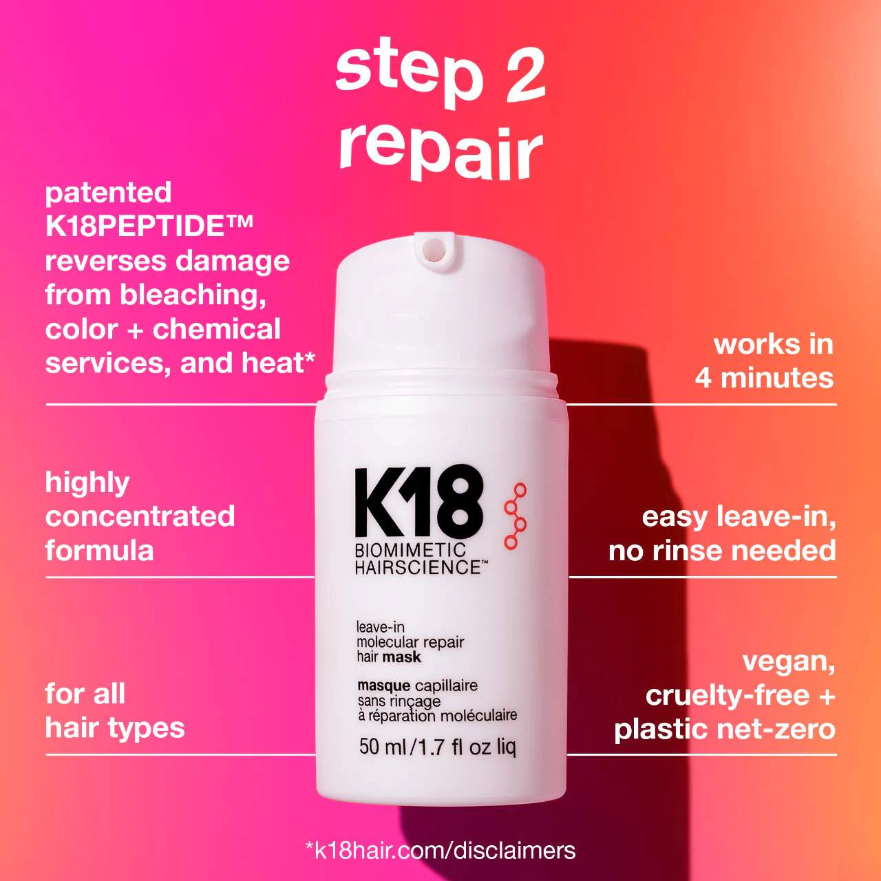 Pre Venta: K18 Biomimetic Hairscience | Ultimate Reset + Repair Hair Mask and Shampoo Value Set