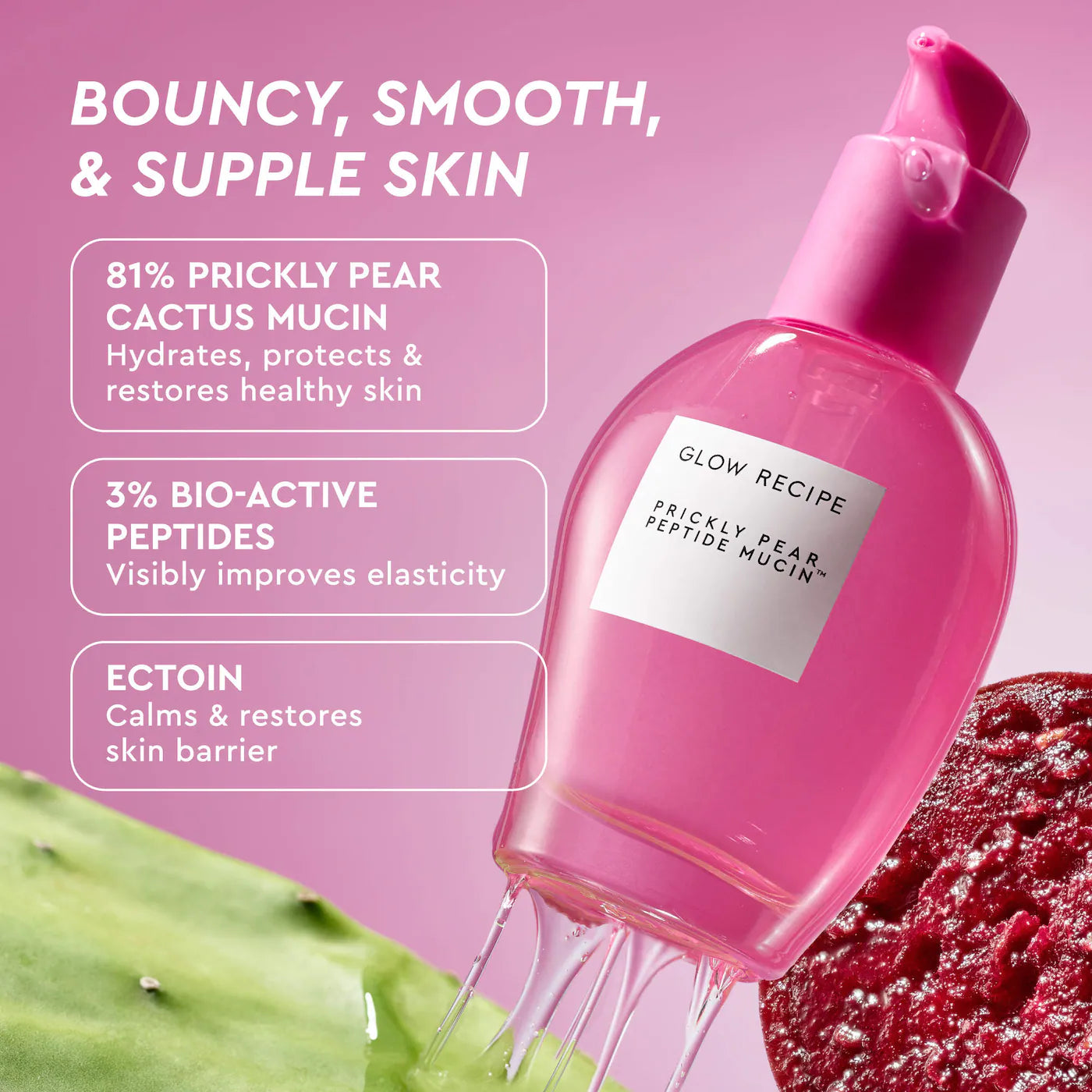 Pre Venta: Glow Recipe | Prickly Pear Peptide Bouncy + Hydrating Skin Barrier Vegan Mucin Serum
