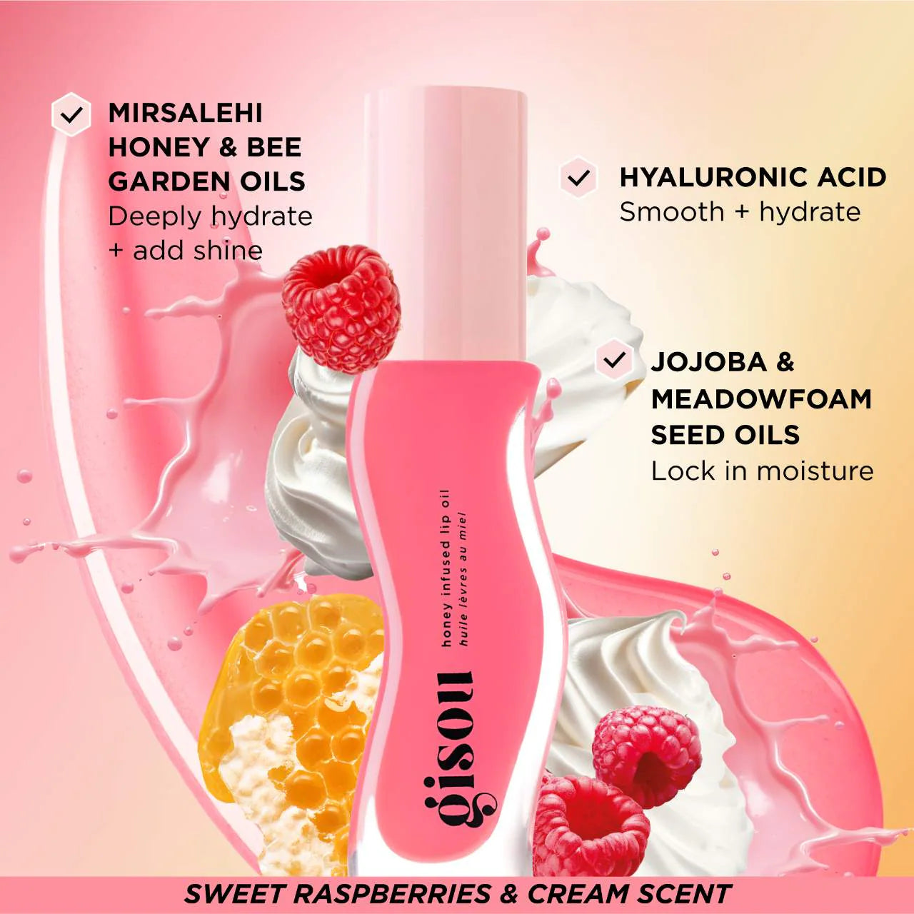 Pre Venta: Gisou | Honey Infused Hydrating Lip Oil | Raspberry Swirl - sheer cool pink