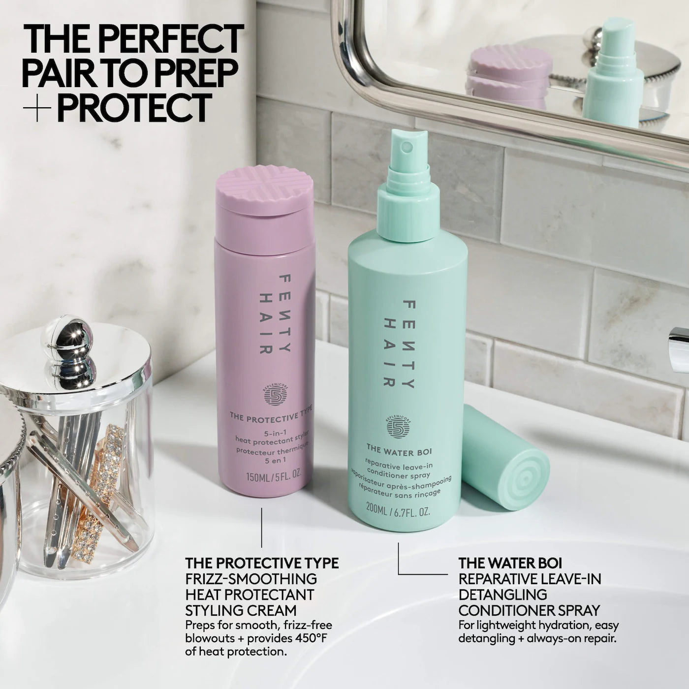 Pre Venta: Fenty Beauty by Rihanna | The Hot & Hydrated Ones Heat Protectant & Leave-In Conditioner Hair Gift Set