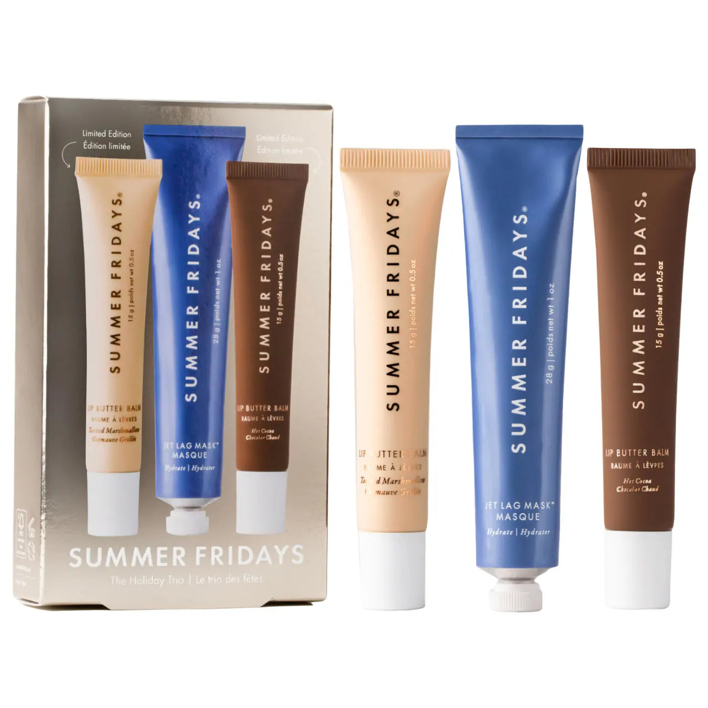 Pre Venta: Summer Fridays | The Holiday Trio Set with Lip Butter Balm in Hot Cocoa & Toasted Marshmallow