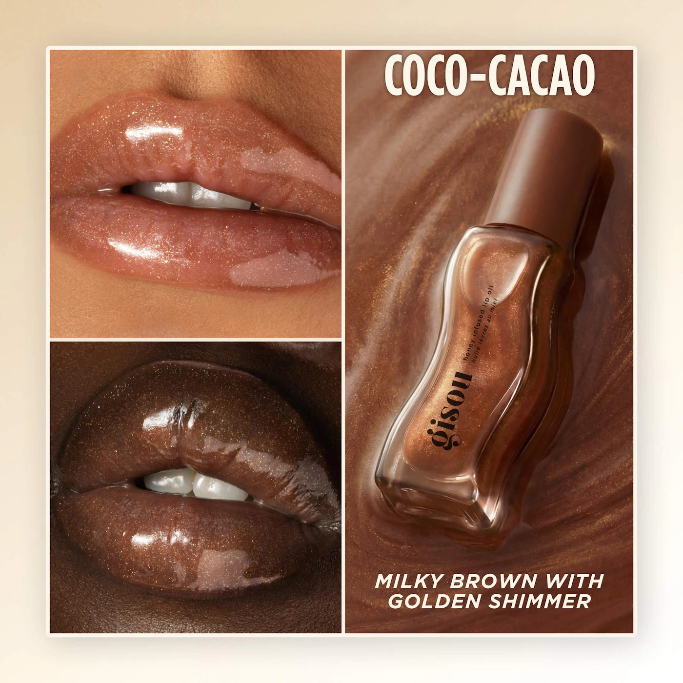 Pre Venta: Gisou | Honey Infused Hydrating Lip Oil | Coco Cacao - Sheer Brown Shimmer