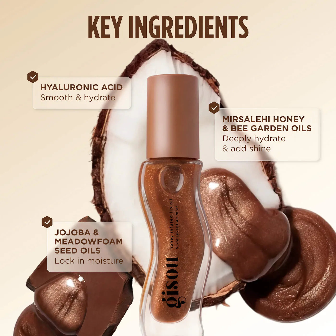 Pre Venta: Gisou | Honey Infused Hydrating Lip Oil | Coco Cacao - Sheer Brown Shimmer