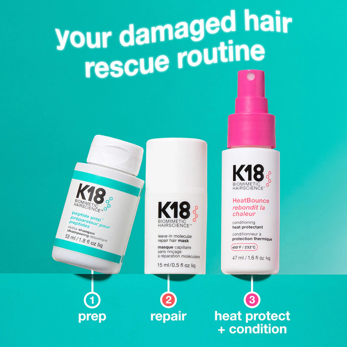 Pre Venta: K18 Biomimetic Hairscience | Damaged Hair Rescue Minis Gift Set