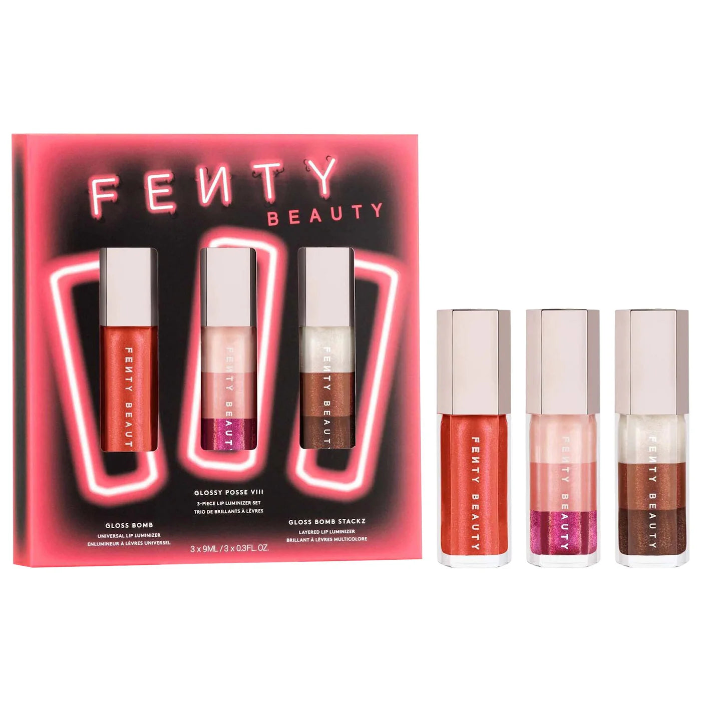 Pre Venta: Fenty Beauty by Rihanna | Glossy Posse VIII 3-Piece Lip Luminizer Set