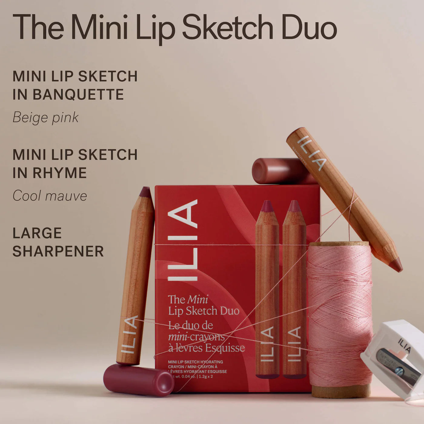 Pre Venta: Ilia | Mini Lip Sketch Duo - Lipstick + Lip Liner Gift Set