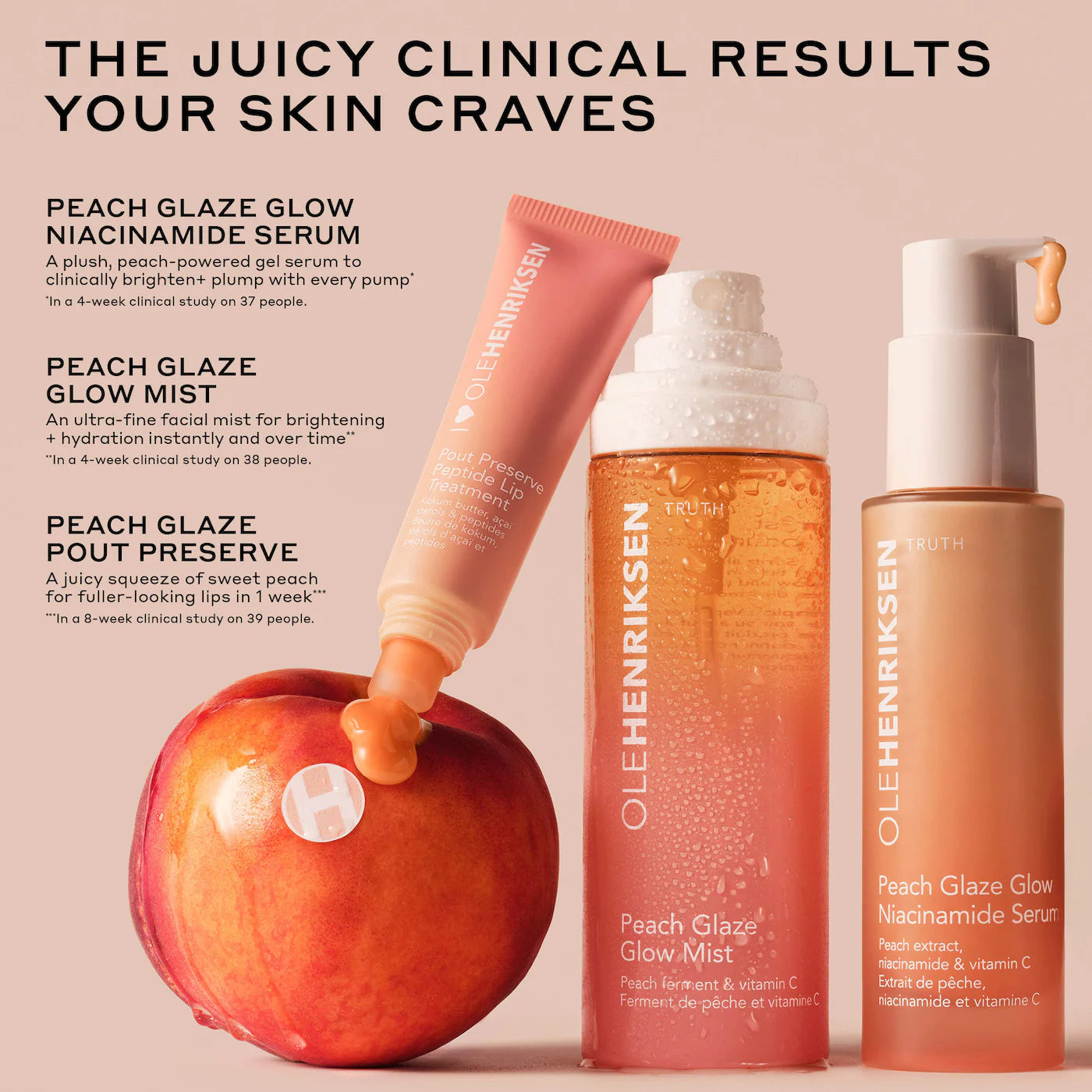 Pre Venta: OLEHENRIKSEN | Peach Glaze Plumping Trio with Niacinamide and Vitamin C