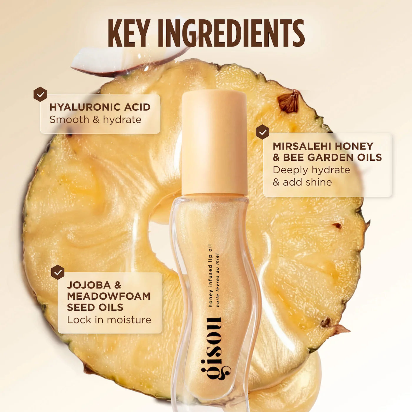 Pre Venta: Gisou | Honey Infused Hydrating Lip Oil | Pineapple Pout - Sheer Golden Shimmer