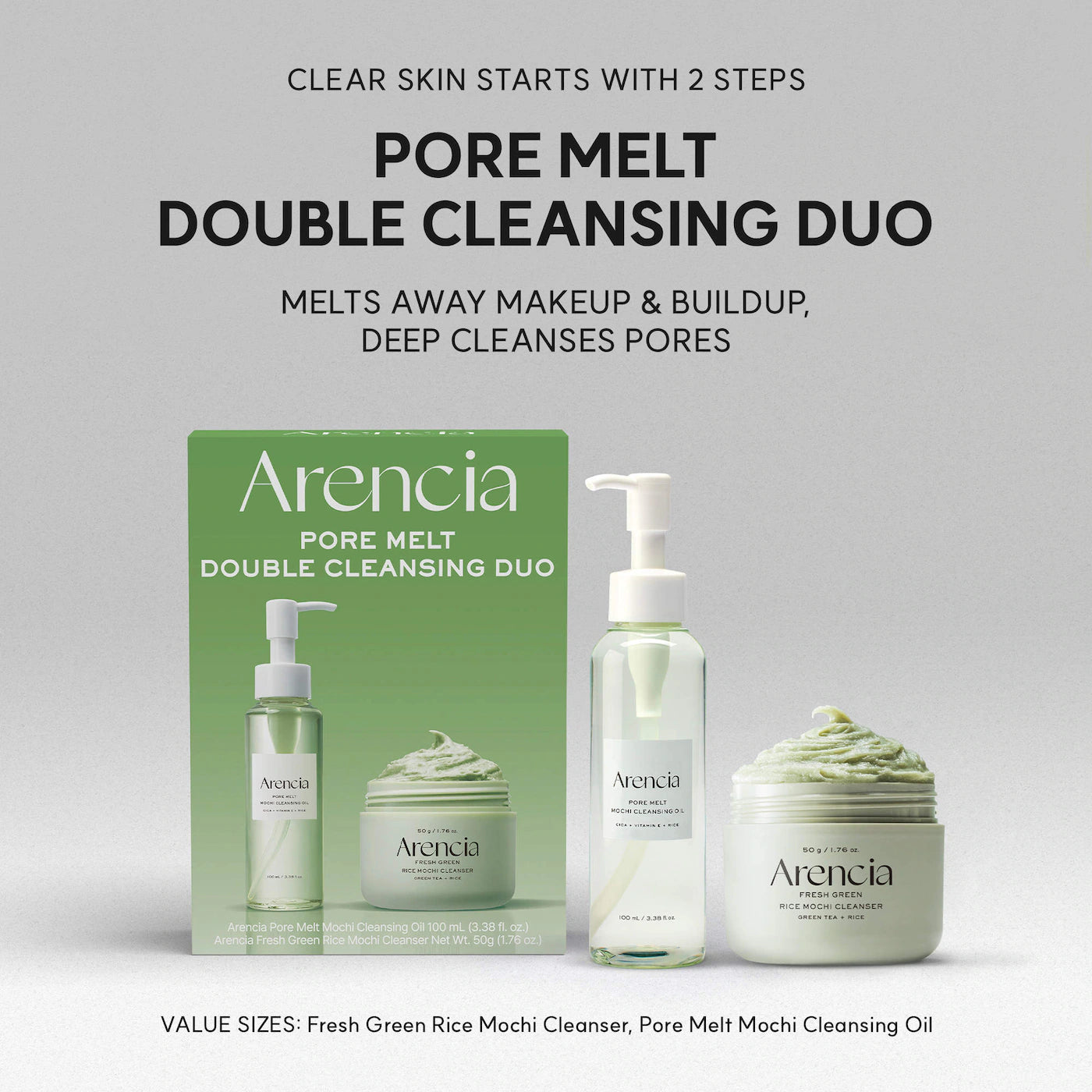 Pre Venta: Arencia | Pore Melt Non-Comedogenic Double Cleansing Duo Gift Set for Acne-Prone Skin