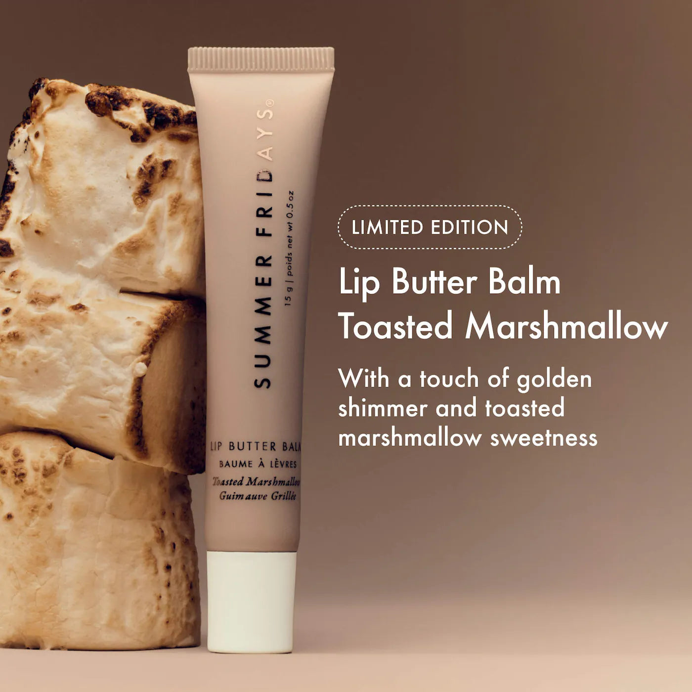 Pre Venta: Summer Fridays | Lip Butter Balm Treatment for Hydration + Nourishing Shine | Toasted Marshmallow